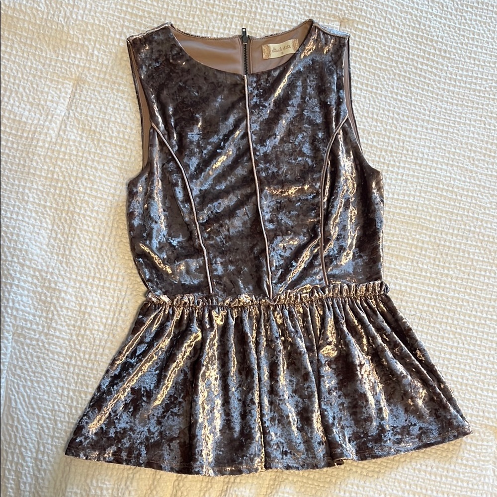 Altar'd State Crushed Velvet Peplum Top